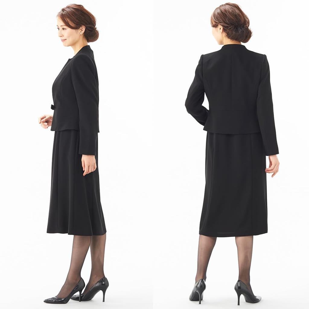 Black Formal Ribbon Ensemble All Season 2 Piece Set Black 11 [Monoir] (net-112) No.