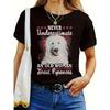 Women Black Great Pyrenees T-Shirt Never Underestimate An Old Woman Slogan Dog Graphic Lightweight Summer Short Sleeve Round Neck Dog Lover Casual Top