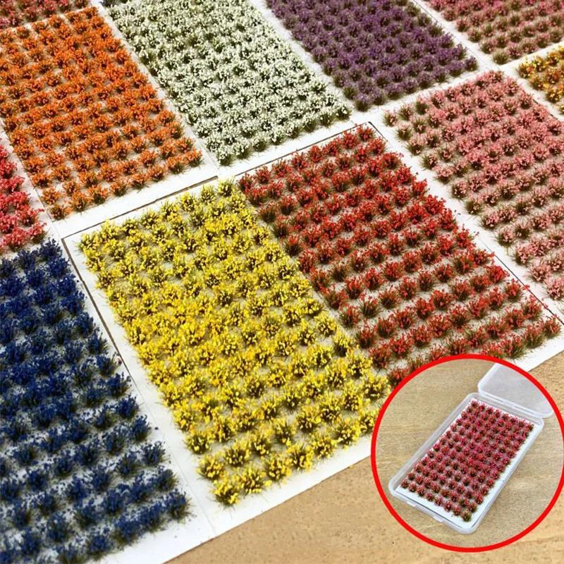 104pcs/box Static Grass Tuft Model Grass Tufts Terrain Model Kit Static Scenery Model Miniature Shrubs Bushes