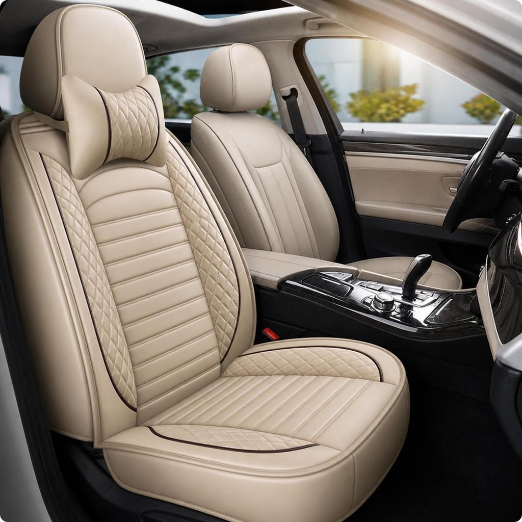 Seamless Fit Single Seat Cover Quilted Leather Easy To Clean Headrest