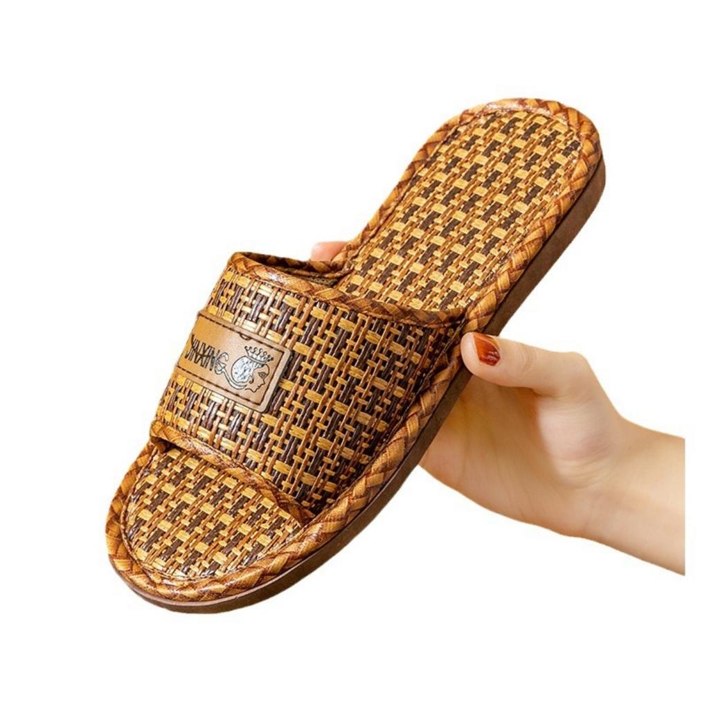 Domácí sandály pro muže v létě, pletené z ratanové trávy pro ženy v interiéru, lněné pro domácí použití, protiskluzové a bez zápachu nohou v létě
