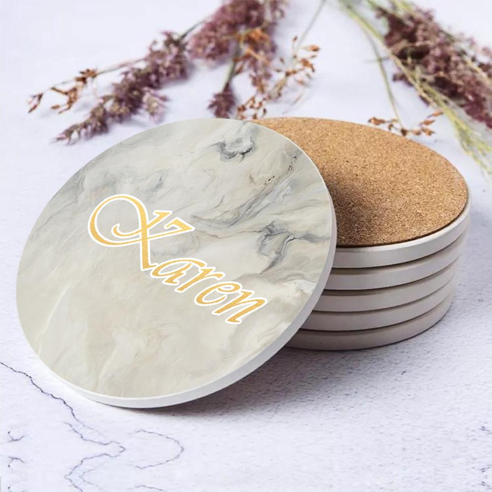 Personalised Marble Coasters Customised Gift Housewarming Room Bar Decor Marble Style Custom Name Ceramic Coaster Sets