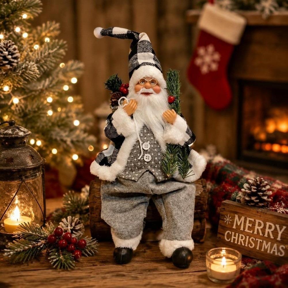 12 Inch Sitting Santa Claus Statue Home Ornaments Christmas Decorations Gift For Friends