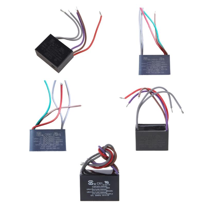 Capacitor para Ventilador de Teto CBB61 4.5+6+5UF 4.5+6+6UF 5+5+5UF 4+4+2.5UF 4+5+6UF 5 Fios 250V 50/60Hz Capacitor de Funcionamento do Motor