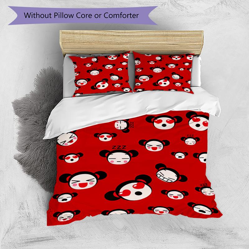 3pcs Pucca1 pattern bedding set duvet cover set includes duvet cover &pillowcases, perfect all season bedroom decoration & gift
