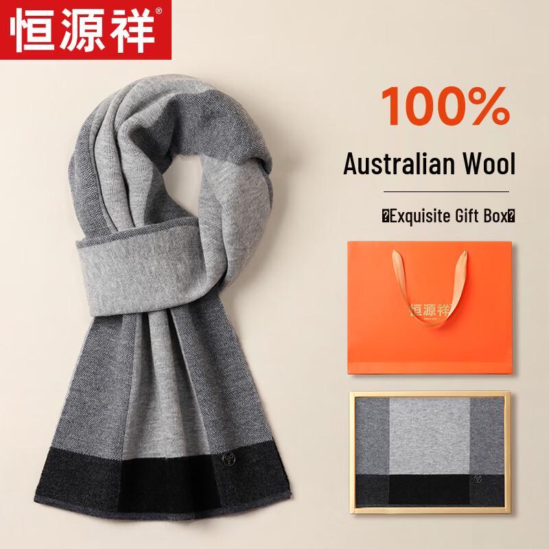 

Мужской клетчатый шарф Hengyuanxiang из 100% шерсти