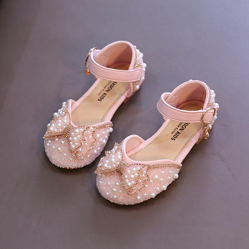 2026 New Summer Style Fashionable Comfortable Casual and Elegant Flat Bow Toe-toe Beaded Wear-resistant Girls' Leather Shoes