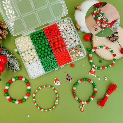 586 Piezas/paquete Hecho a Mano DIY Accesorios para Joyería de Navidad Perla de Imitación Producción DIY Manualidad Juego de Cuentas para Joyería