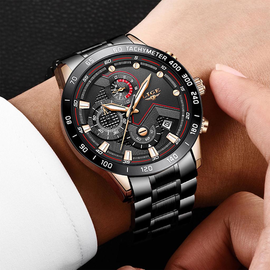 Fashion Steel Strap Digital Watch, Electronic Watch Fashion Trendy Men's Student Alarm Clock
