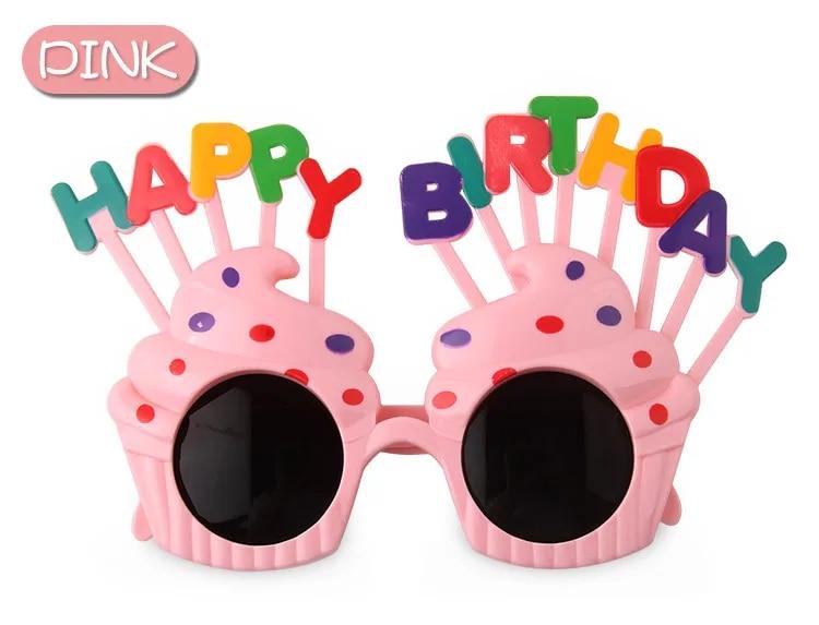 

Очки с днем ​​рождения, забавные новые очки, солнцезащитные очки со свечами, вечерние очки, товары для вечеринок, подарок на день рождения для детей розовый