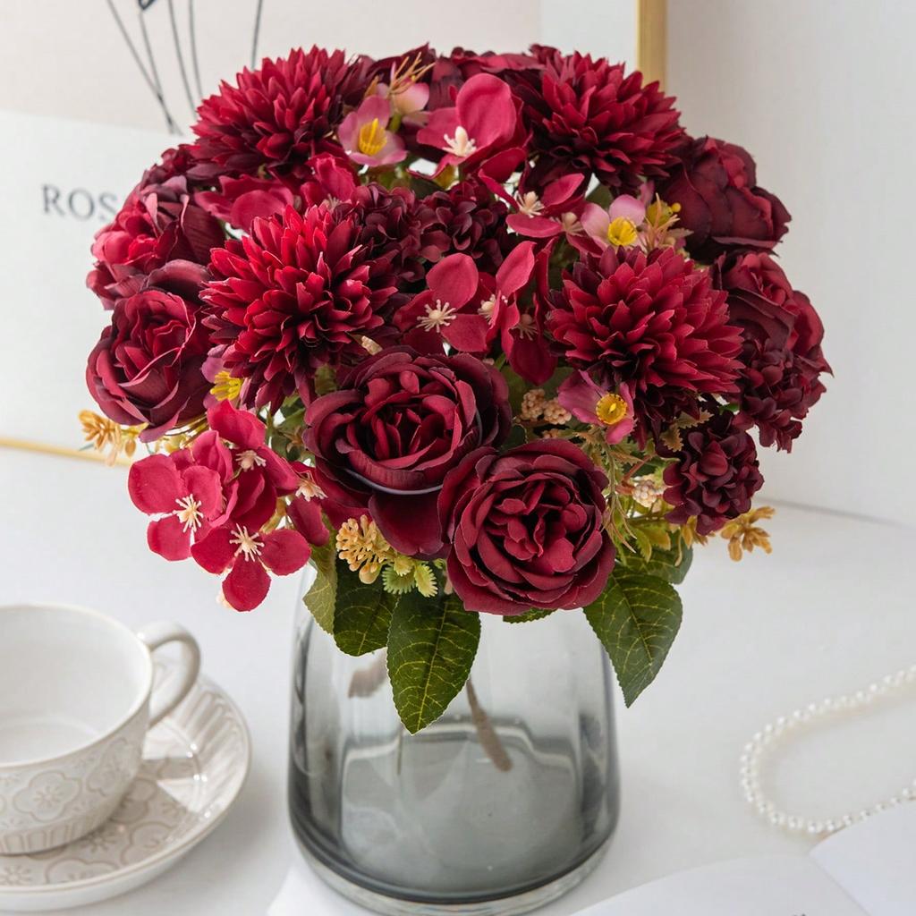 1/3PCS Artificial Flowers Silk Ball Chrysanthemum Peony Home Room Wedding Bridal Bouquet Decor Valentine Outdoor Yard Garden DIY