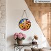 Retro Round Aluminum Wall Decor, American Independence Day Cross & Sunflower Design, Indoor Outdoor Hanging Plaque, Christian Commemorative Gift