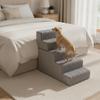 Convertible Pet Stairs Non-Slip Foldable Pet Staircase with Side Pocket Foam Dog Ramp with Cloth Cover Padded for Dogs, Bed
