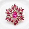 Multicolor Rhinestone Flower Brooch Shiny Crystals Gold Plated Frame For Wedding Party Formal Outfit Accessories