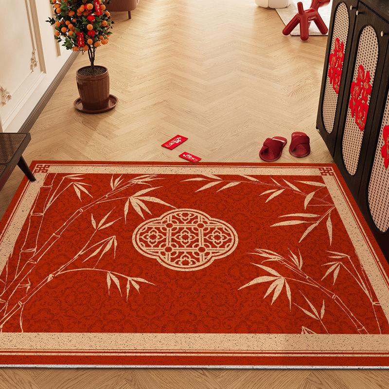 Dirt-Resistant Silk Ring Entry Door Floor Mat Can Be Cut New Chinese Red Door Floor Mat Entry Door Mat 40*60cm