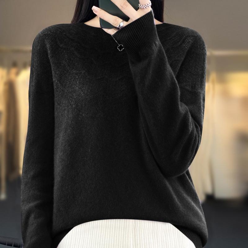 

Женский шерстяной свитер с круглым вырезом на осень и зиму, свободный, универсальный свитер, мягкий и приятный к коже, кашемировая базовая рубашка XXL