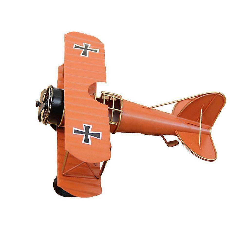 Vintage Plane Creative Retro Antique Airplane Iron Aircraft Model for Home Decor (Red)