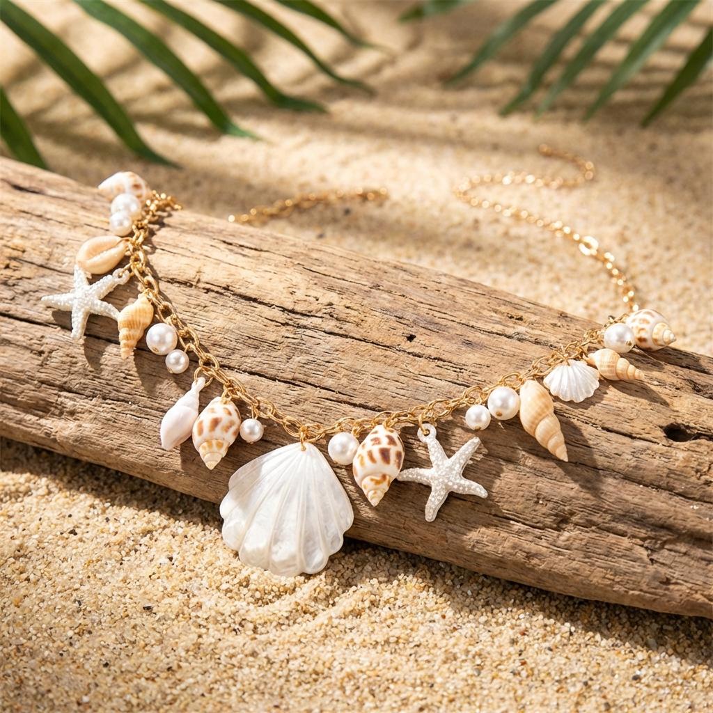 Trendige Meeresküsten-Anhänger Bauchkette für Damen Sexy Lagen-Taillen-Körper-Schmuck Sommer Festival Clubwear Accessoires