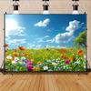 1 piece  polyester wildflower field background  blue sky and cloud printing  multi-purpose background  festival party