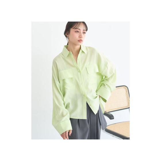Earth music & ecology earth music & ecology W pocket shirt (light green)