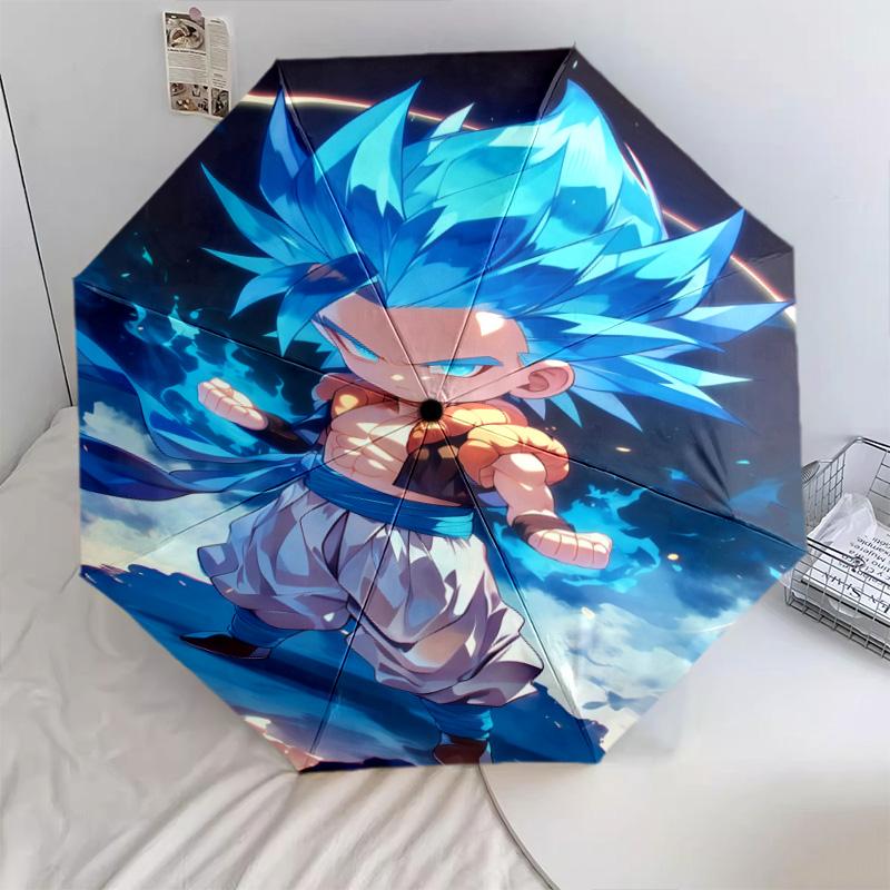 1 PC Automatic Folding Umbrella - Vegeta Pattern Portable Foldable Design With 8 Ribs Christmas Birthday Gifts