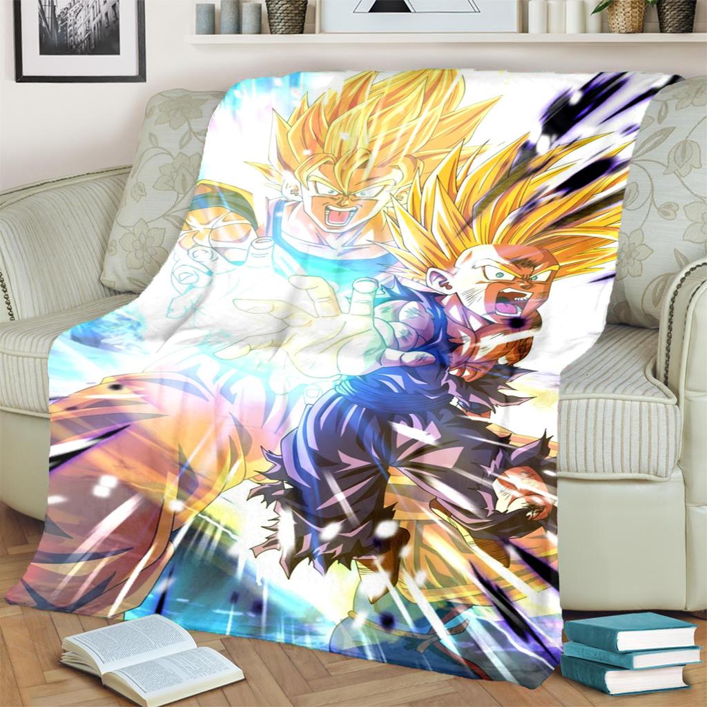 Soft Flannel Print Blanket Dragon Ball! Warm for Bedrooms, Sofas, Beds, Chairs, Picnics, Travel