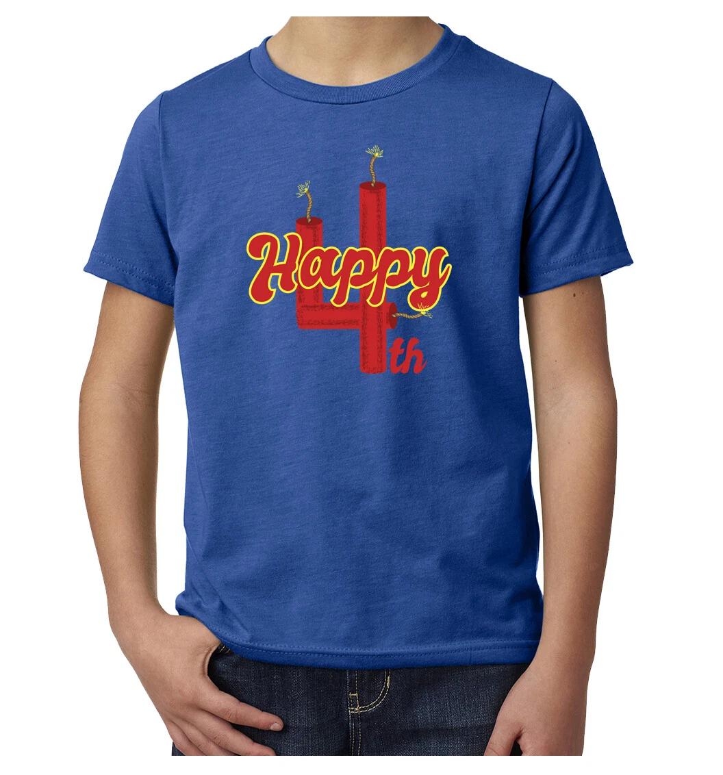 Happy 4th Firework T-Shirt, Kid s 4th of July Shirts, Independence Day shirts L