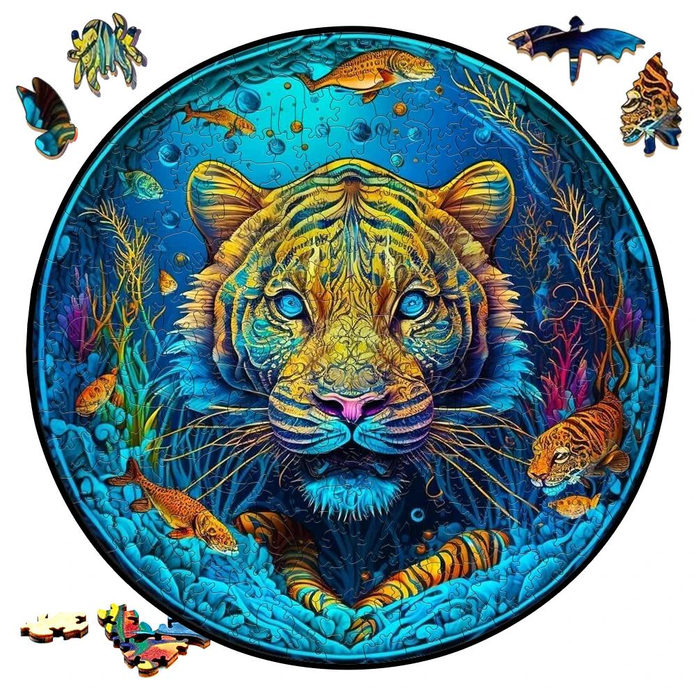 Mysterious 3D Wooden Puzzles Lion Unique Animals Shape DIY Educational Toys Gifts Wooden Jigsaw Puzzle Games For Kids Adults