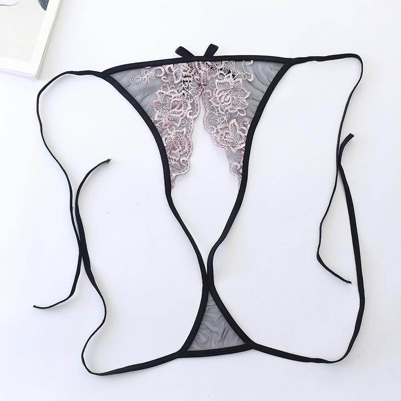 Calcinha sexy lingerie feminina virilha aberta g-string tanga bordado roupa interior feminina k83