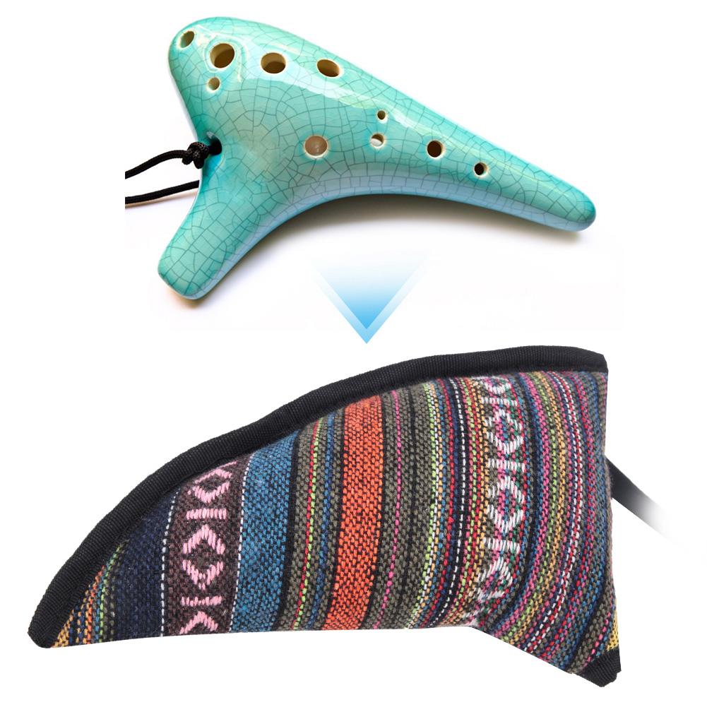 Small Mini Waterproof Portable 12 Holes Ocarina Carrying Bag Ox Horn Shape Storage Bags