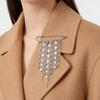 New Exaggerated Metal Chain Pendant Crystal Rivets Tassel Brooches for Women Man Charm Trousers Shortened Pins Rock Jewelry Gift