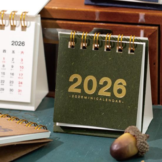 Mini Desk Calendar 2026 Standing Flip Small Desktop Calendar Jan.2026 to Dec 2026 12 Monthly Calendar with Twin-Wire Binding for Home Office School