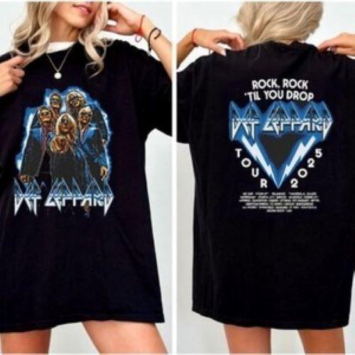 Vintage Def Leppard Tour Shirt 2025 Rock Til You Drop Tour Shirt Unisex T-Shirt M