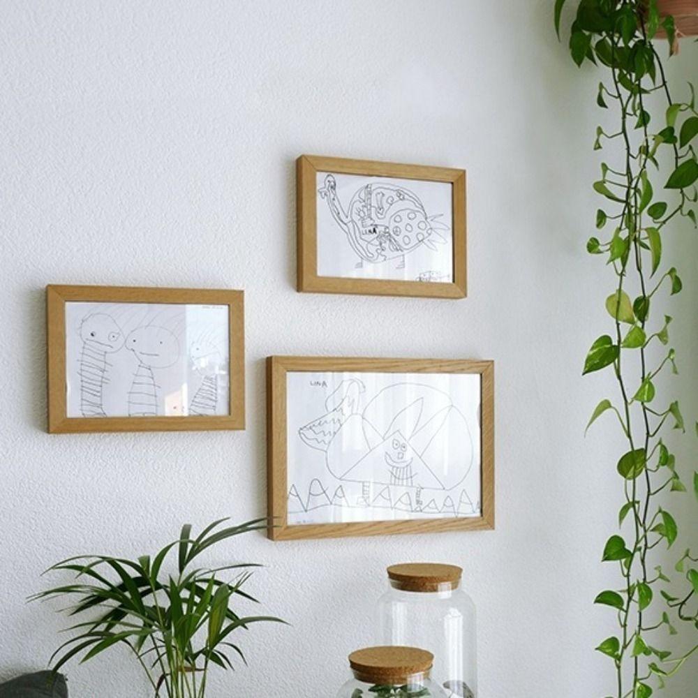 Wall Decoration Wooden Kids Art Frame Rotatable Changeable Photo Frame Memorial Family Portraits Cards Display Holder Kids