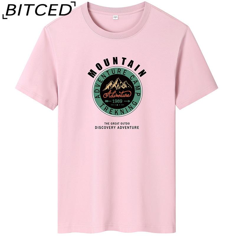BITCED Kurzarm-T-Shirt aus Baumwolle für Herren, modisch, lockeres Halbarmhemd, bedrucktes mitfühlendes Hemd