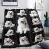 1Pc White Dogs Print Flannel Blanket, High Quality Comfortable for All Seasons, Home Decor, Warmth and Comfort, Perfect for Christmas Gifts