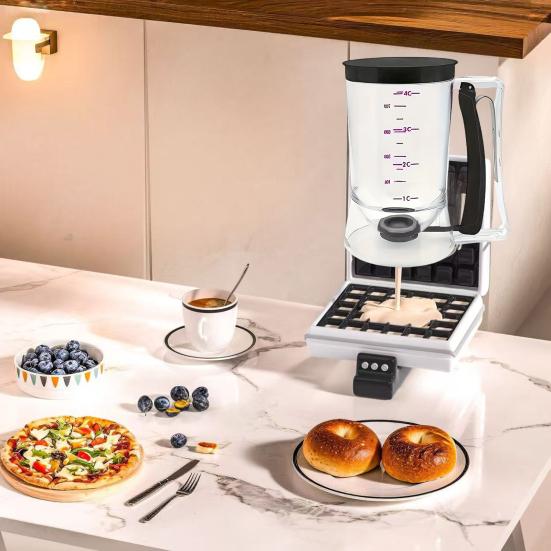 Batter Dispenser for Baking 900ml 4-Cup Measured Container with Quick Release Spout BPA-Free Plastic Batter Pourer for Pancakes Cupcakes Waffles