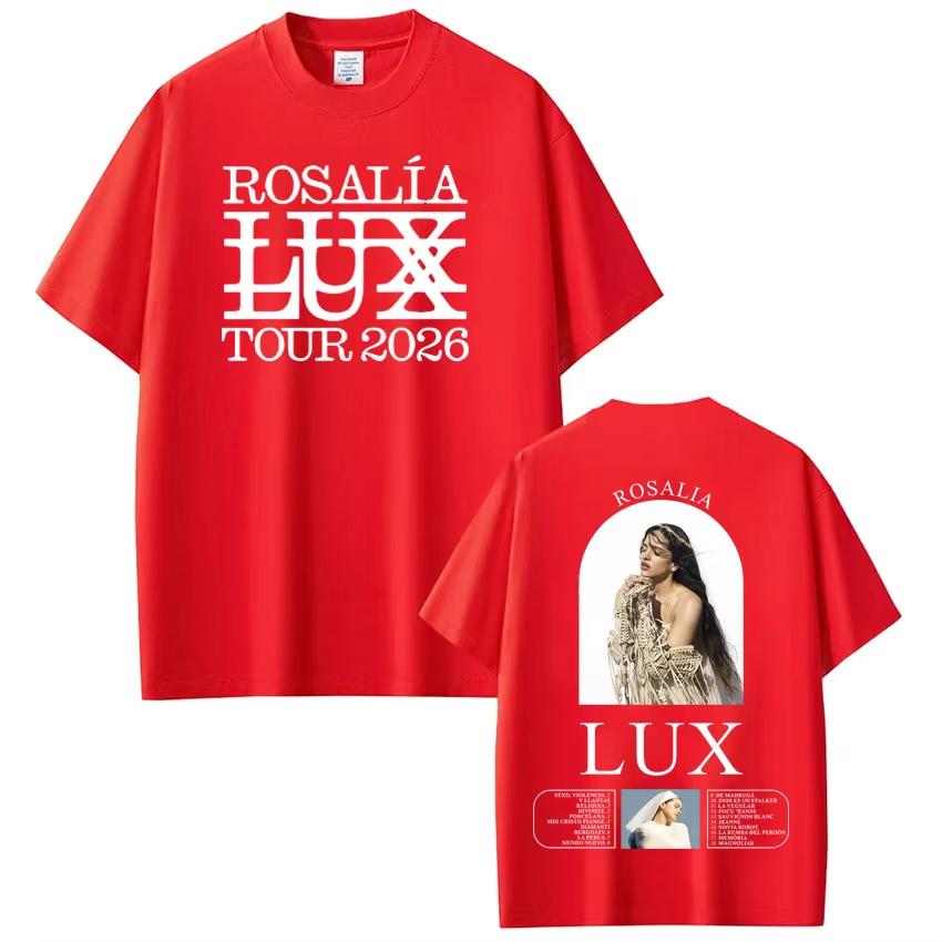 Rosalía Rosalia LUX Tour 2026 Potisknuté tričko Pánské Dámské Bavlna Estetika Volná trička Krátký rukáv Módní Harajuku trička