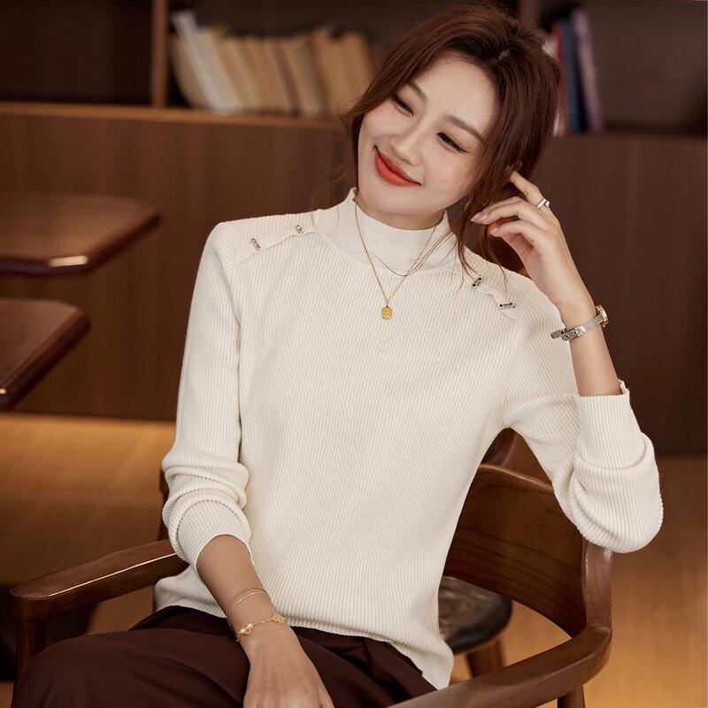 KAVON Women s Semi-High Neck Long Sleeve Knit Pullover M