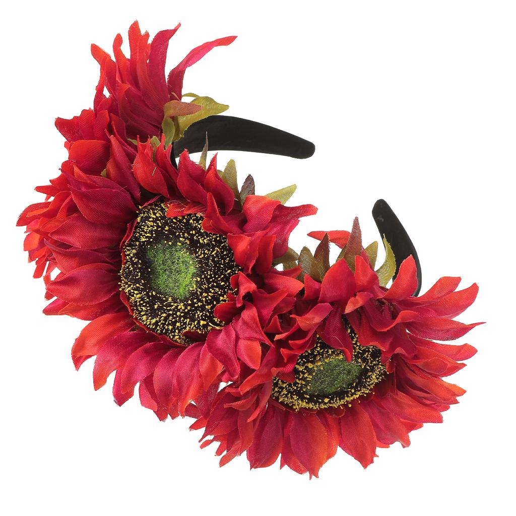 AWAYTR  Large Sunflower Headbands Artificial Floral Wide Headband Farbic Hair Accessories For Women Trends