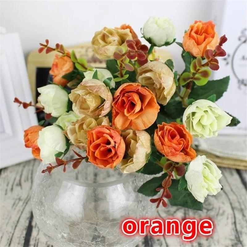 21 Heads Artificial Rose Garden Flower Arrangement Decor Home Decorative Flowers Artificial Silk Rose Artificial Rose Flowers