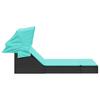 Double Sun Lounger with Canopy and Cushions Black Poly Rattan