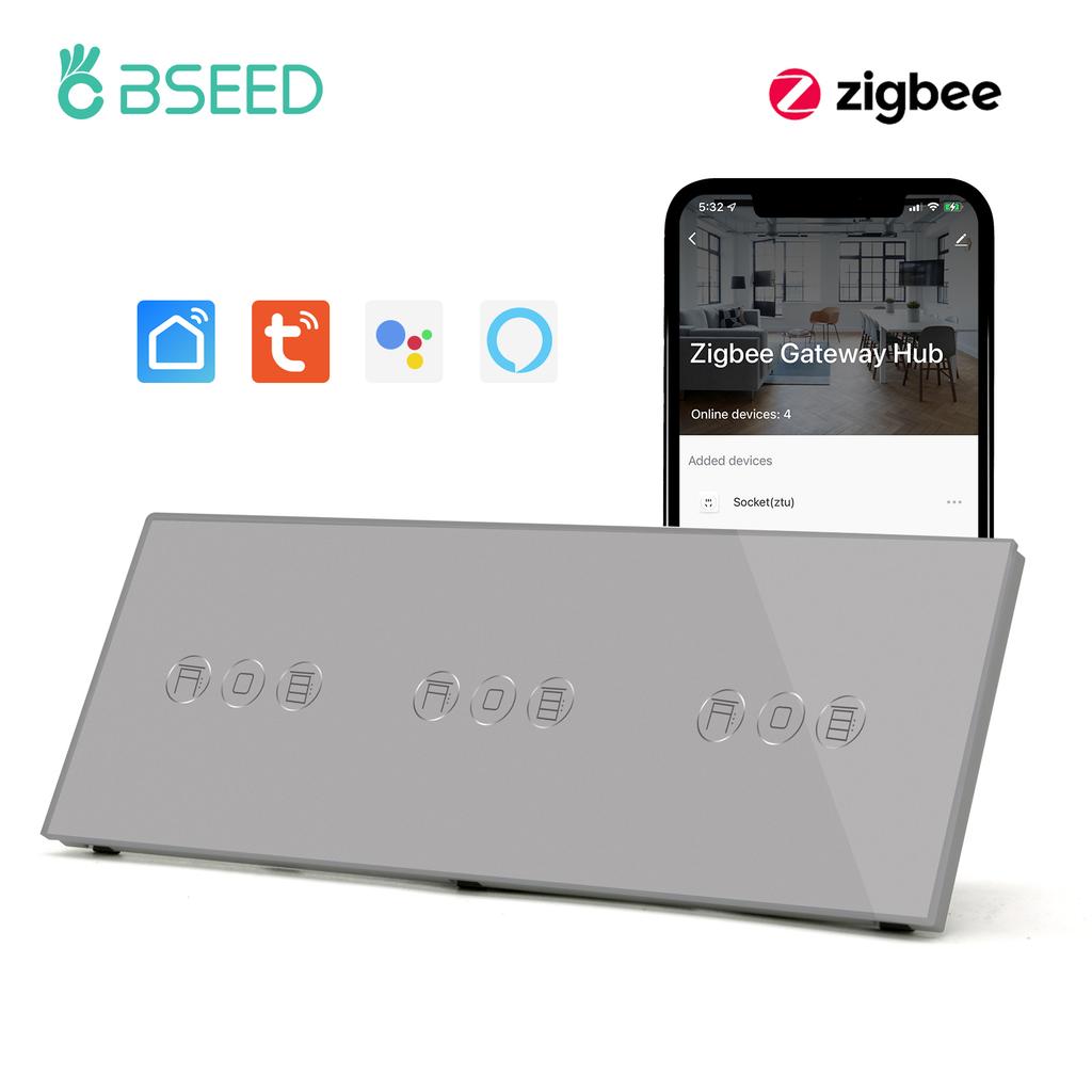 BSEED Zigbee Smart Touch Blinds Switch Electric Wall Roller Shutter Switch Tuya Smart Life APP Google Home Alexa Voice Control