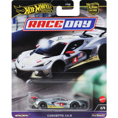 Hot Wheels Car Culture Race Day Corvette C8.R Vehicle Toy Diecast Model Car, Gray, HRV95, Ages 3 and Up