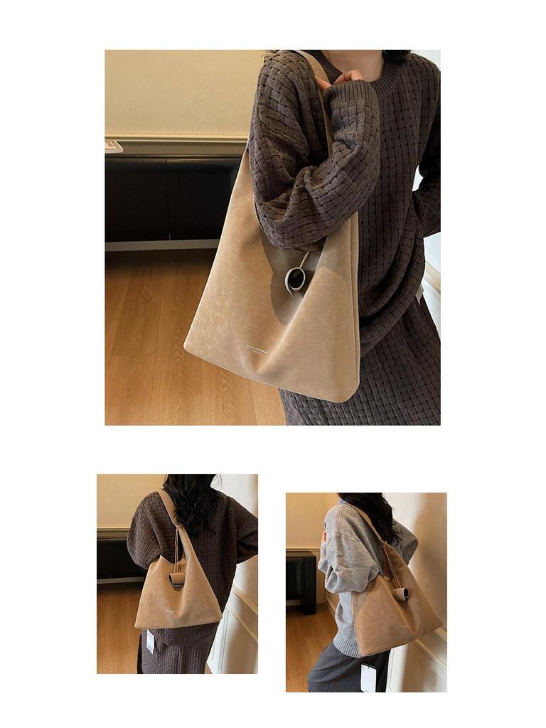 Retro Merad Women's Matte Shoulder Tote – Lazy Style, Niche Design, Large Capacity for Commuting.
