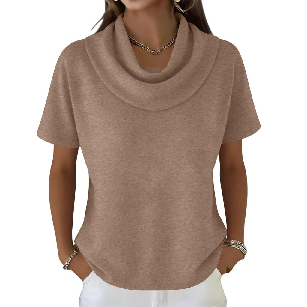 Women's Casual And Fashionable Round Neck Short Sleeved Color Top Sweater