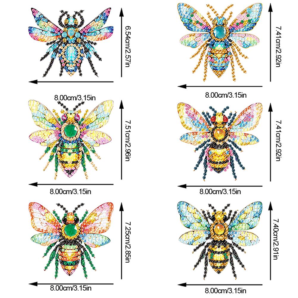 6Pcs Acrylic Double Sided Animals Diamond Painting Keychain Diamond Painting Art Keychain Pendant for Home Birthday Party Decor