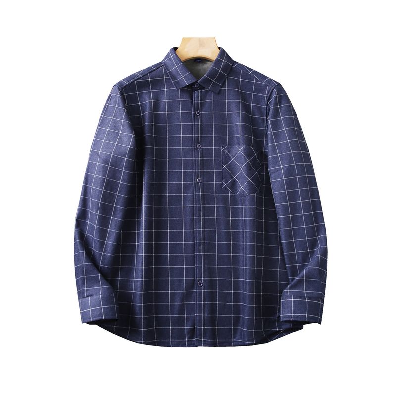 Plus Size! Composite One plus Velvet! Foreign Trade Tail Goods Men's Thickened Warm Plaid Long sleeve Shirts Top Winter