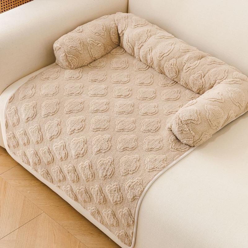 

80x60cm Pet Sofa Bed Super Soft Plush Mat with Neck Pillow Machine Washable Pad for Small Dog Cats Indoor Outdoor Travel Use (as the picture,S-60x80cm)