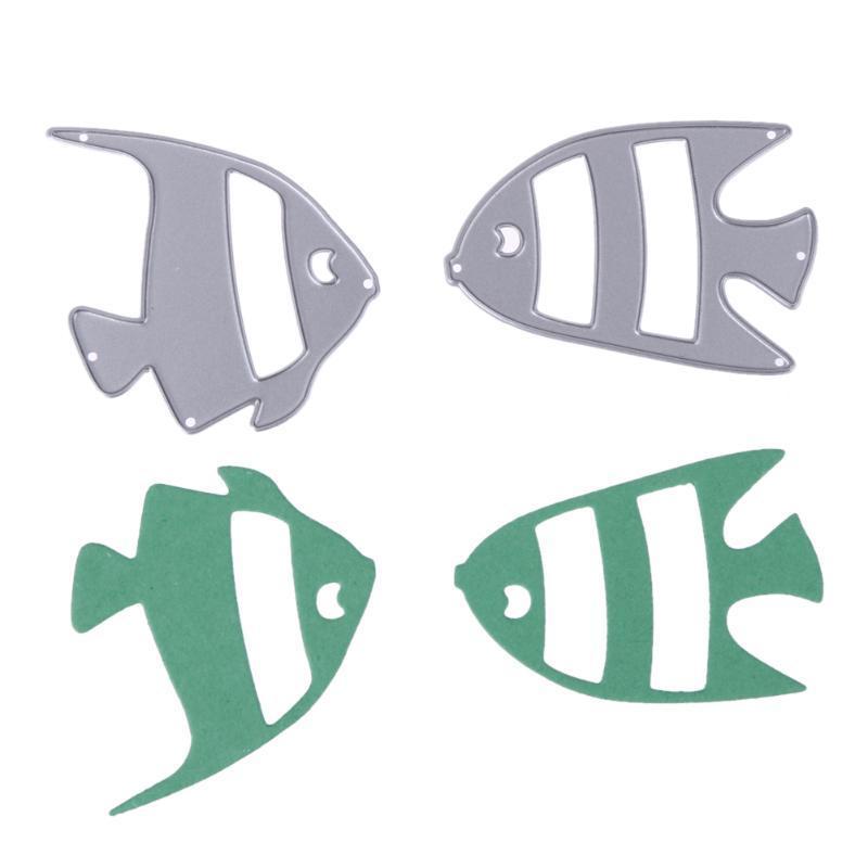 2pcs Fishing Card Decor Metal Cutting Dies for Scrapbooking Embossing Stencils Card Making Craft Decor